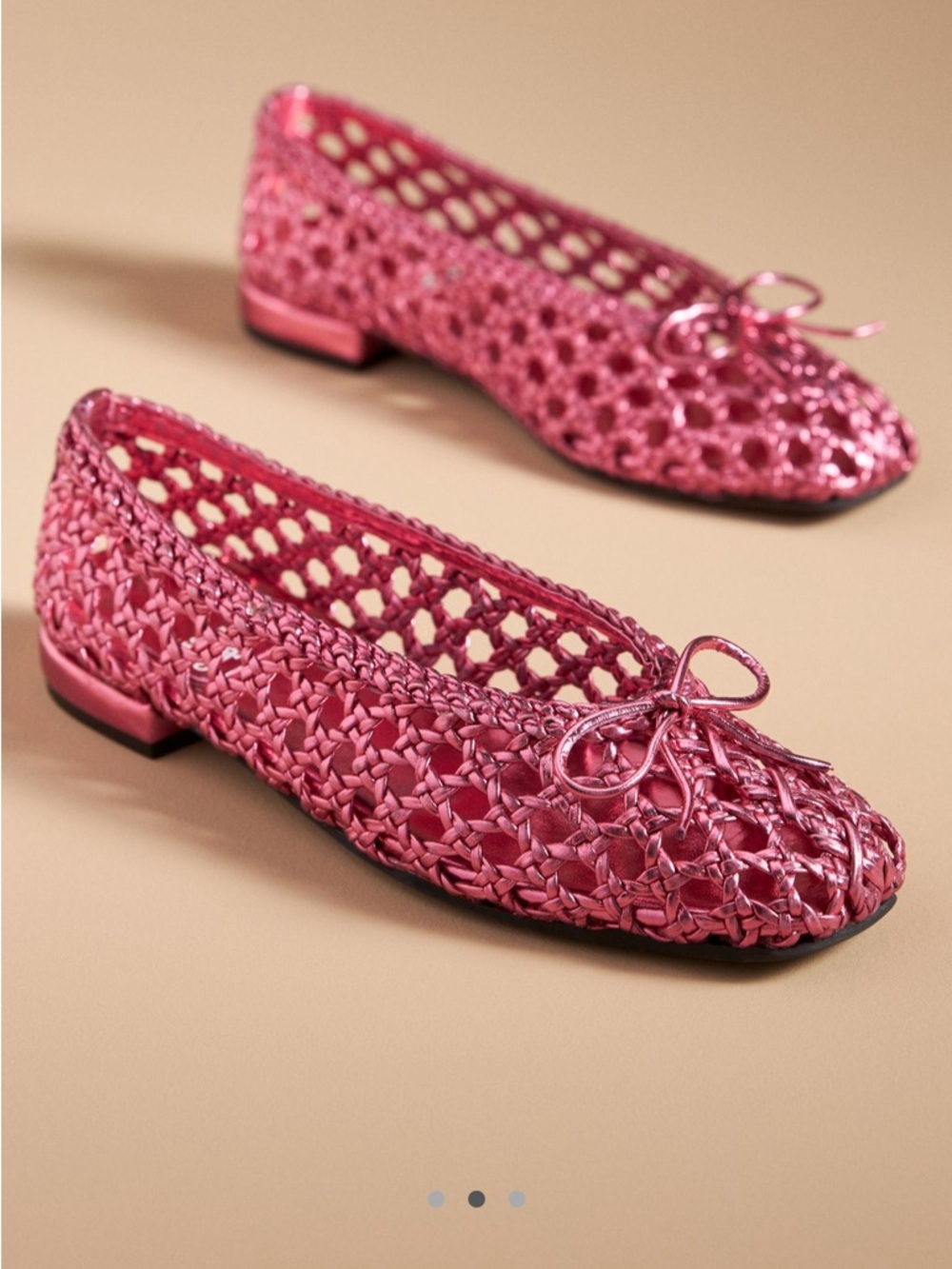 Jeffrey Campbell Pink Woven Ballet Flats with Bow Detail